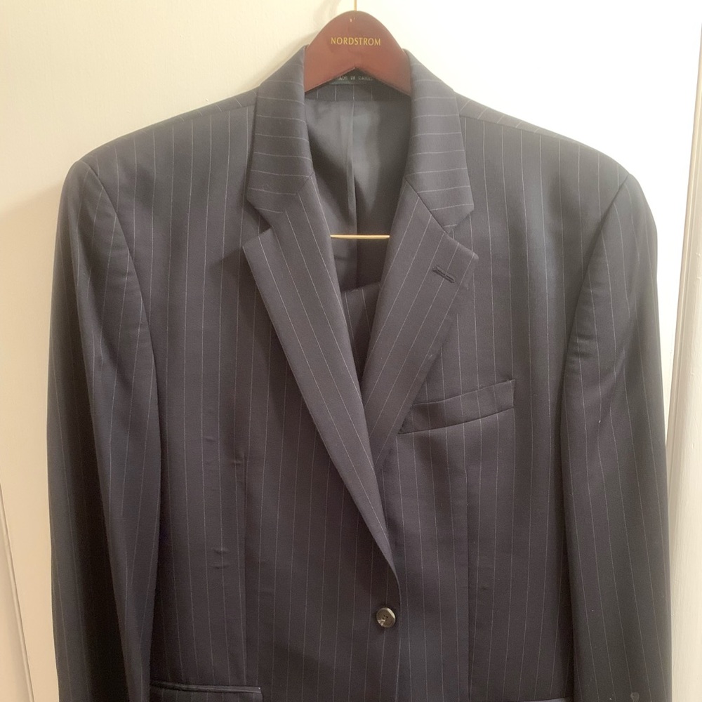 Men’s Ralph Lauren suit, 43L, black pin stripe